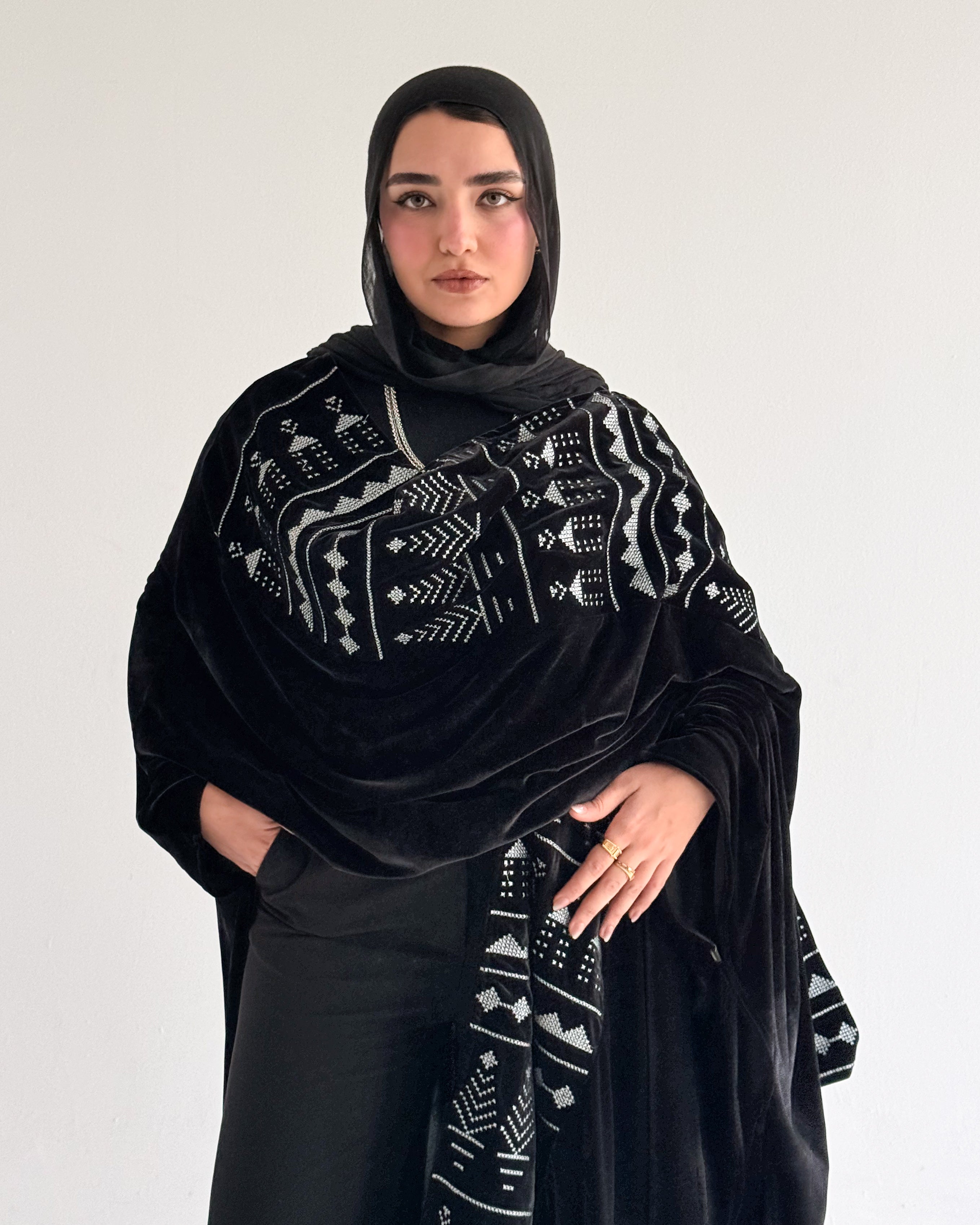 Velvet embroidery cardigan